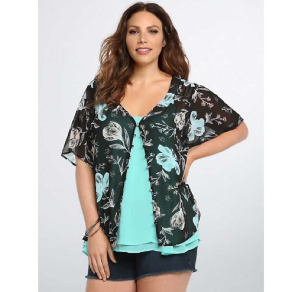 Floral chiffon button top blouse